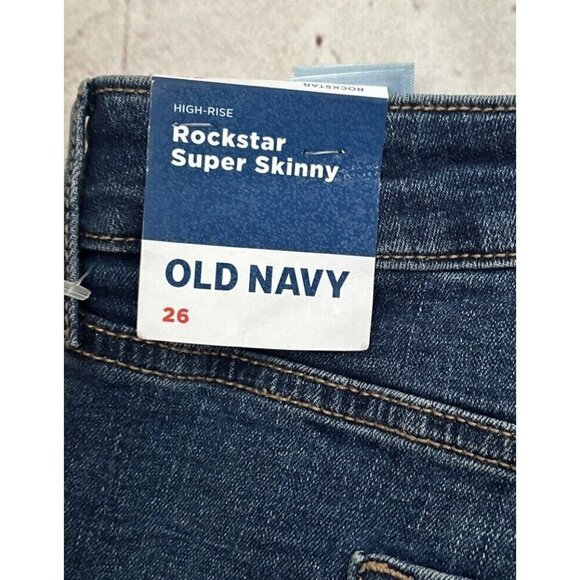 Old Navy Womens Jeans Size 26 Rockstar Super Skinny High Rise Distressed Denim - Picture 4 of 5